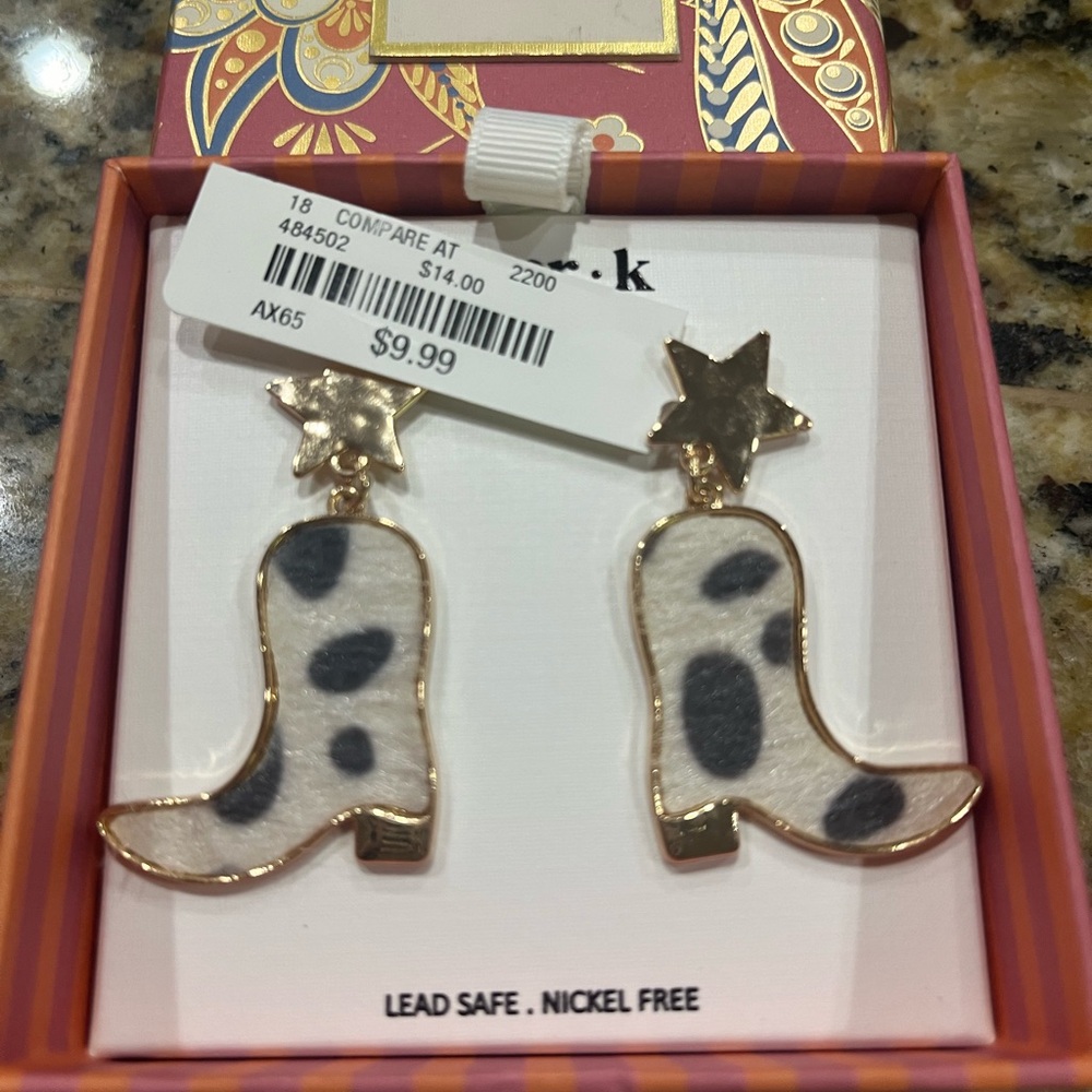 Cowboy boot earrings